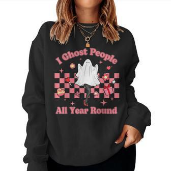 I Ghost People All Year Funny Anti Valentines Day Girl Women Women Crewneck Graphic Sweatshirt - Seseable