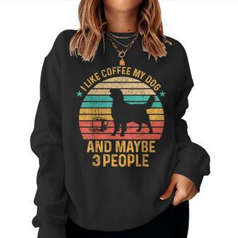 I Like Coffee My Dog And Maybe 3 People Golden Retriever Dog Women Crewneck Graphic Sweatshirt - Seseable