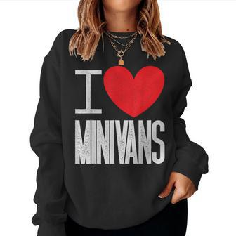 I Love Minivans Heart Mini Van Funny Parent Mom Dad Quote Women Crewneck Graphic Sweatshirt - Seseable