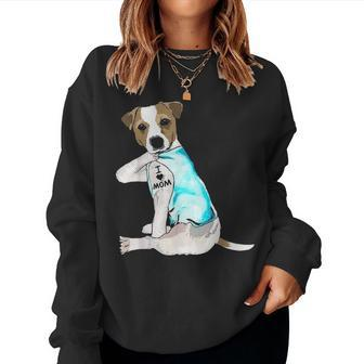 I Love Mom Jack Russell Terrier Tattooed Women Crewneck Graphic Sweatshirt - Seseable