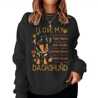 I Love My Weiner Dachshund Weenie Mama Mom Funny Gifts Women Crewneck Graphic Sweatshirt - Seseable