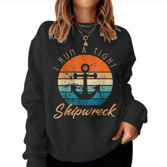 I Run Tights Shipwreck Funny Vintage Mom Dad Quote Women Crewneck Graphic Sweatshirt - Seseable