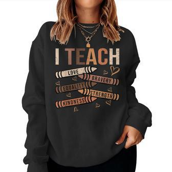 I Teach Black History Month Melanin Afro African Teacher Women Crewneck Graphic Sweatshirt - Thegiftio UK