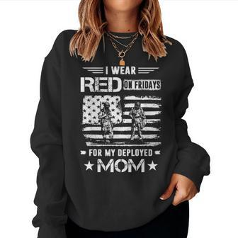 I Wear Red On Fridays For My Deployed Mom Gifts Women Crewneck Graphic Sweatshirt - Seseable