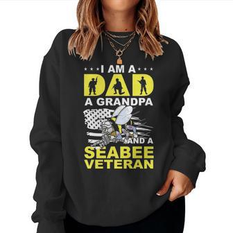 Im A Dad A Grandpa And Navy Seabee Veteran Gift Women Crewneck Graphic Sweatshirt - Seseable