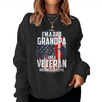 Im A Dad Grandpa Veteran Fathers Day For Mens Womens Women Crewneck Graphic Sweatshirt - Seseable