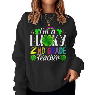 Im A Lucky 2Nd Grade Teacher St Patricks Day Costume Women Crewneck Graphic Sweatshirt - Seseable