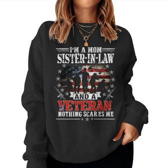 Im A Mom Sister-In-Law Veteran Mothers Day Funny Patrioitc Women Crewneck Graphic Sweatshirt - Seseable