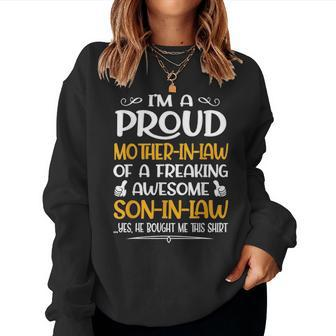 Im A Proud Mother In Law Of A Freaking Awesome Son In Law Women Crewneck Graphic Sweatshirt - Seseable