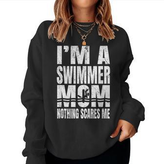 Im A Swimmer Mom Nothing Scares Me Vintage Swim Pool Women Crewneck Graphic Sweatshirt - Seseable