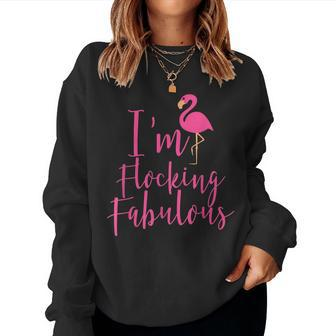 Im Flocking Fabulous Fun Flamingo Women Crewneck Graphic Sweatshirt - Seseable
