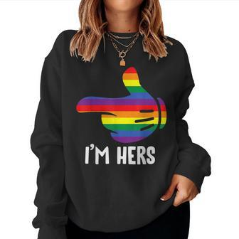 Im Hers Rainbow Lesbian Couple Funny Lgbt Pride Matching Women Crewneck Graphic Sweatshirt - Thegiftio UK