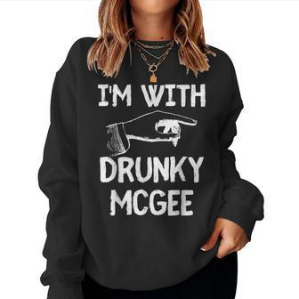 Im With Drunky Mcgee Funny Couples St Patricks Day Women Crewneck Graphic Sweatshirt - Seseable