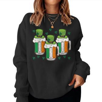 Irish Beer Ireland Flag St Patricks Day Men Women Leprechaun Women Crewneck Graphic Sweatshirt - Thegiftio UK