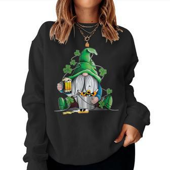 Irish Gnome Drink Beer Lucky Shamrock Gnome St Patricks Day V2 Women Crewneck Graphic Sweatshirt - Thegiftio