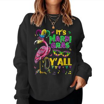 It’S Mardi Gras Y’All Flamingo Jester Hat Women Girls Women Crewneck Graphic Sweatshirt - Seseable