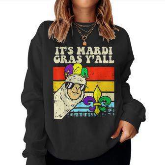 Its Mardi Gras Yall Jester Llama Funny Alpaca Men Women Kids V2 Women Crewneck Graphic Sweatshirt - Seseable