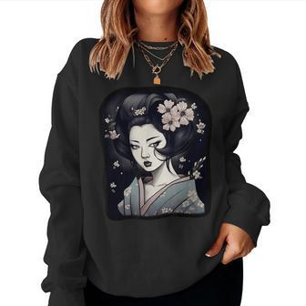 Japanese Geisha Tattoo Design Women Women Crewneck Graphic Sweatshirt - Thegiftio UK