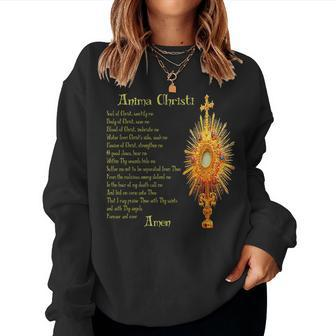 Jesus Catholic Prayer Anima Christi Eucharist Women Crewneck Graphic Sweatshirt - Seseable