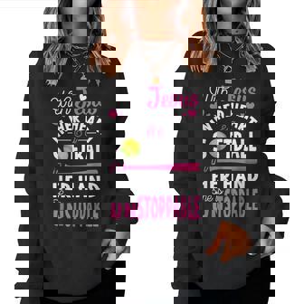 Jesus In Her Heart Softball Hand Pitcher For Her Women Sweatshirt | Mazezy