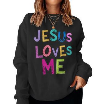 Jesus Loves Me Religious Christian Catholic Church Prayer Women Sweatshirt | Mazezy