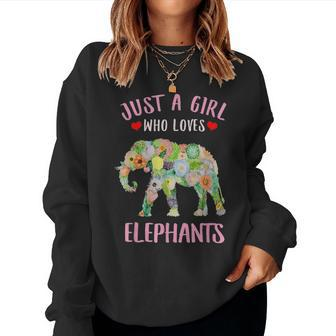 Just A Girl Who Loves Elephants Lover Dad Mom Boy Funny 793 Women Crewneck Graphic Sweatshirt - Seseable