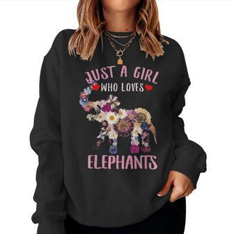 Just A Girl Who Loves Elephants Lover Dad Mom Boy Funny Women Crewneck Graphic Sweatshirt - Seseable