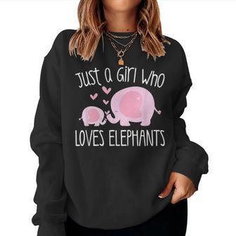 Just A Girl Who Loves Elephants Mom Baby Toddler Kids Gift Women Crewneck Graphic Sweatshirt - Seseable