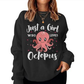Just A Girl Who Loves Octopus Women Gift Kids Mom Lover Women Crewneck Graphic Sweatshirt - Seseable