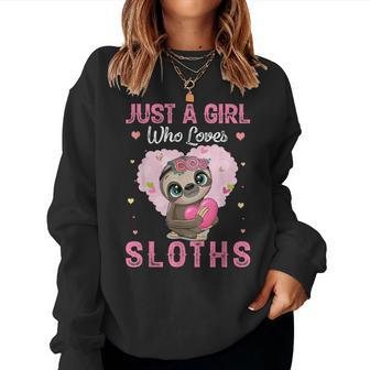 Just A Girl Who Loves Sloths Lover Sloth Animal Women Crewneck Graphic Sweatshirt - Seseable
