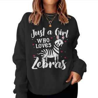Just A Girl Who Loves Zebra Women Gift Mom Lover Women Crewneck Graphic Sweatshirt - Seseable