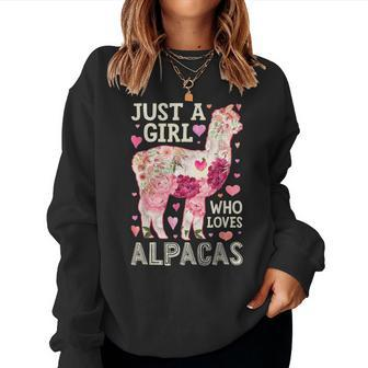 Just A Girl Who Loves Alpacas Alpaca Silhouette Flower Women Sweatshirt | Mazezy