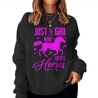 Just A Girl Who Loves Horses Equestrian Horse Rider Cowgirl Women Sweatshirt | Mazezy