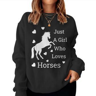Just A Girl Who Loves Horses Horse Girl Riding Women Sweatshirt | Mazezy