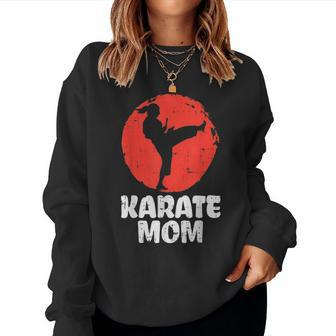 Karate Mom Ponytail Kick Japanese Martial Arts Women Gift Women Crewneck Graphic Sweatshirt - Seseable
