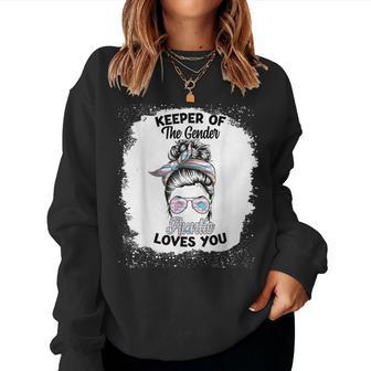 Keeper Of The Gender Reveal Auntie Baby Announcement Party Women Crewneck Graphic Sweatshirt - Seseable