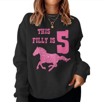 Kids 5Th Birthday Horse Party For 5 Year Old Girls Sweatshirt | Mazezy