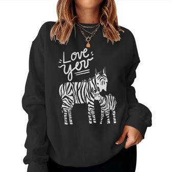 Kids Love You Happy Kids Apparel Mother Zebra And Baby Women Crewneck Graphic Sweatshirt - Seseable
