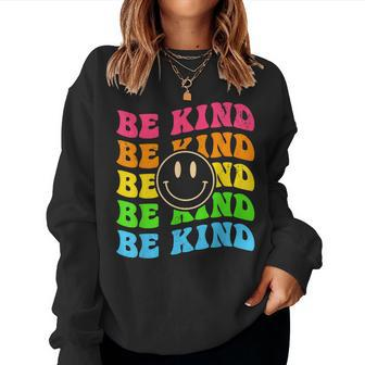 Be Kind Retro Happy Face Vintage Positivity Women Sweatshirt