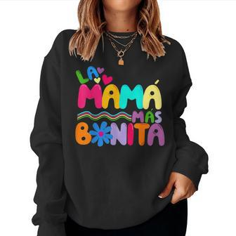 La Mama Mas Bonita Retro Groovy Spanish Women Sweatshirt | Mazezy