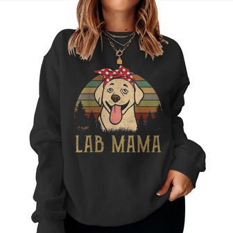 Lab Mama Labrador Retro Funny Mom Mother Lover Gifts Women Women Crewneck Graphic Sweatshirt - Seseable