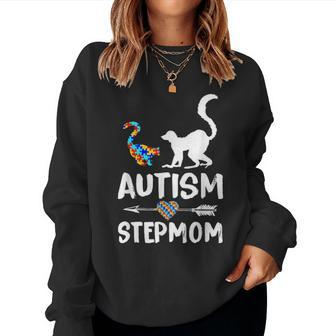 Lemurs Autism Step Mom Love Autism Awareness Women Crewneck Graphic Sweatshirt | Seseable UK