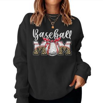 Leopard Baseball Mom Baseball Mom Mama Sweatshirt | Mazezy