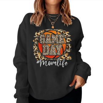 Leopard Basketball Game Vibes Basketball Mom Mothers Day Women Crewneck Graphic Sweatshirt - Thegiftio UK