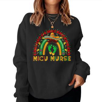 Leopard Rainbow Cactus Nicu Nurse Cinco De Mayo Mexican Women Sweatshirt | Mazezy