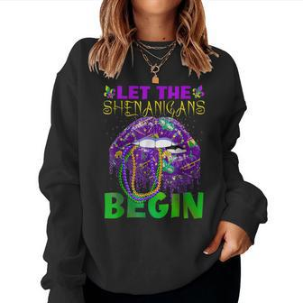 Let The Shenanigans Begin Mardi Gras Sexy Lips Men Women Women Crewneck Graphic Sweatshirt - Seseable