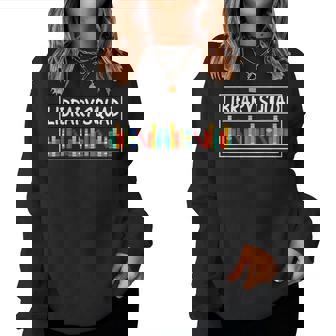 Library Squad Teacher Book Lovers Librarian Funny Women Crewneck Graphic Sweatshirt
