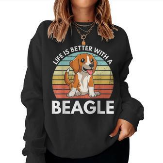 Life Is Better With A Beagle Cute Beagle Mom Dog Mom Beagle Women Crewneck Graphic Sweatshirt - Seseable