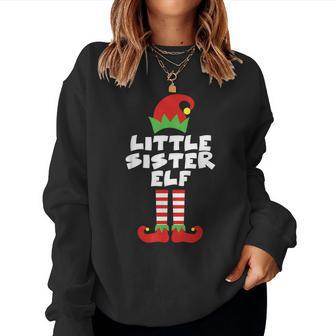 Little Sister Elf Matching Family Christmas Adorable Costume Women Sweatshirt | Mazezy