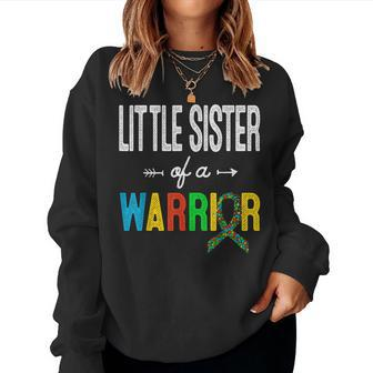 Little Sister Of A Warrior Autism Awareness Support Sweatshirt | Mazezy